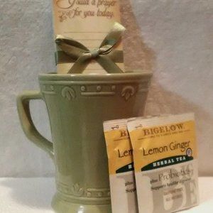 4PC GIFT SET  "CUP OF KINDNESS"     CERAMIC CUP / TEA BAGS / NOTE PAD